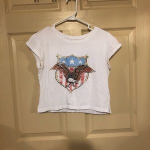 White Short Sleeve Crop Top Size Large Juniors